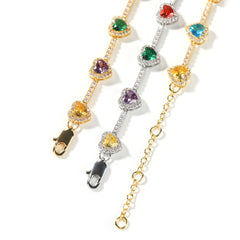 Rainbow Heart Tennis Necklace