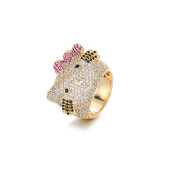 Iced-Out Kitty Statement Ring