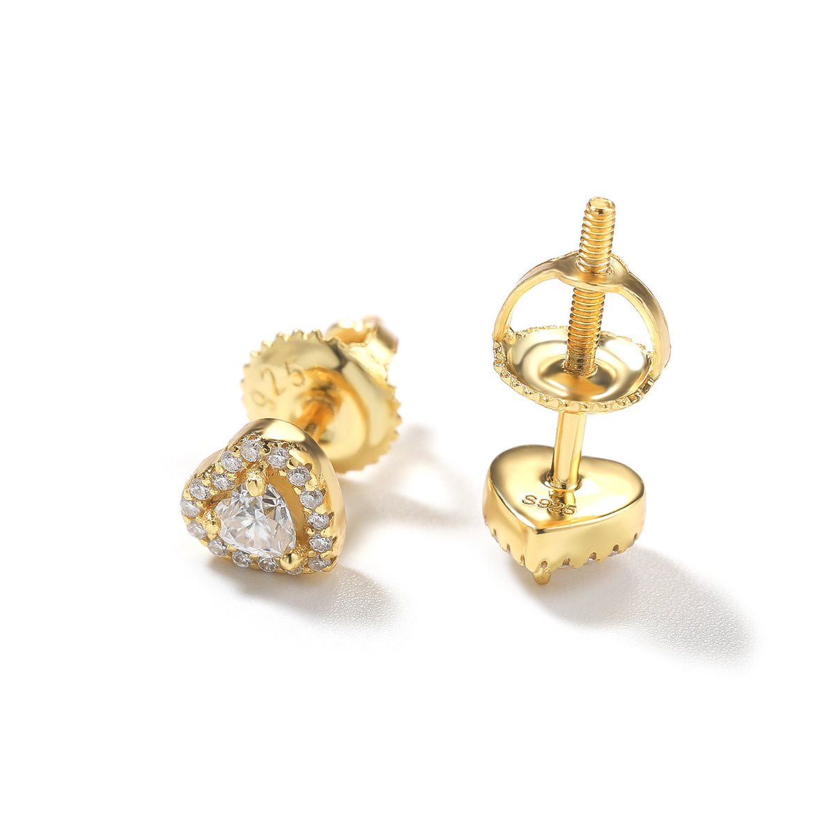 Sparkling Heart Halo Stud Earrings