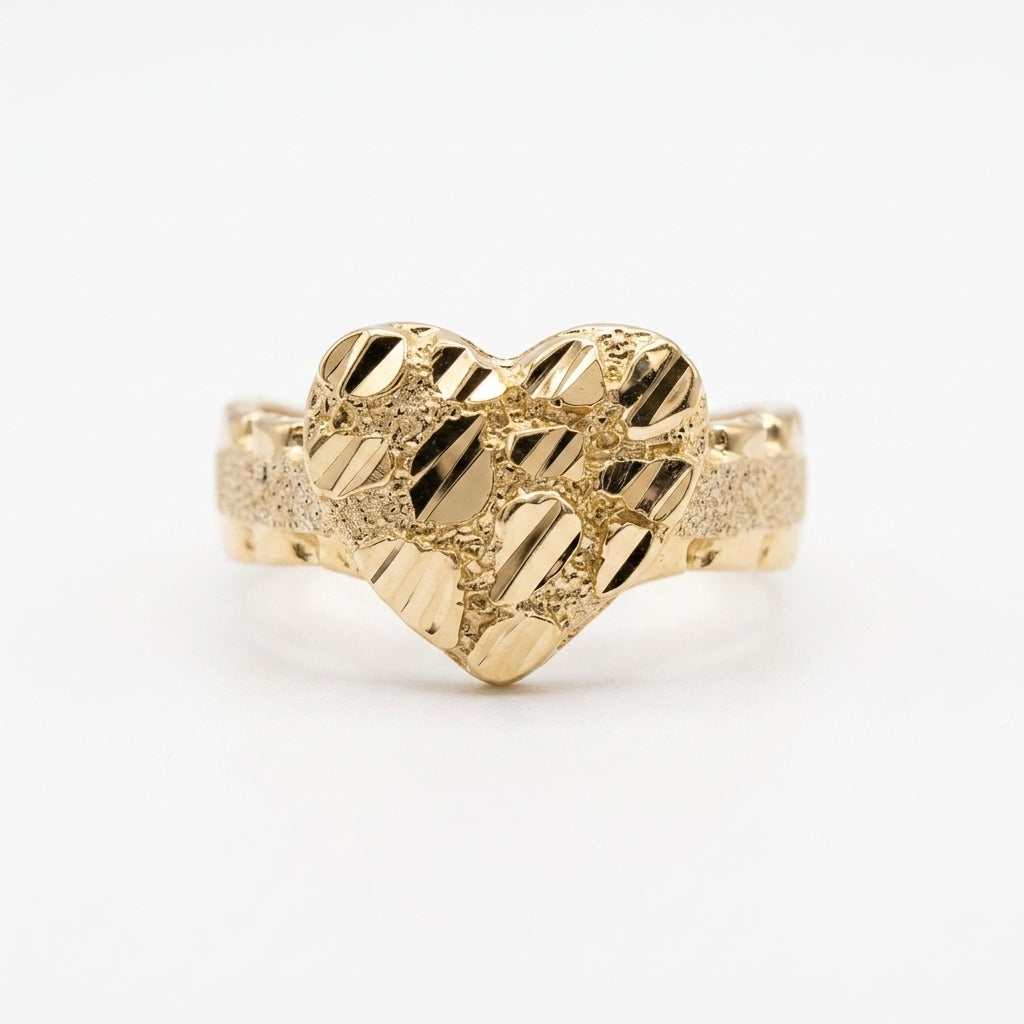 Gold Cut Nugget Heart Ring