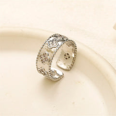 Pavé Diamond-Style Clover Wide Band Ring