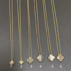 Grey Mother of Pearl Clover Pendant Necklace