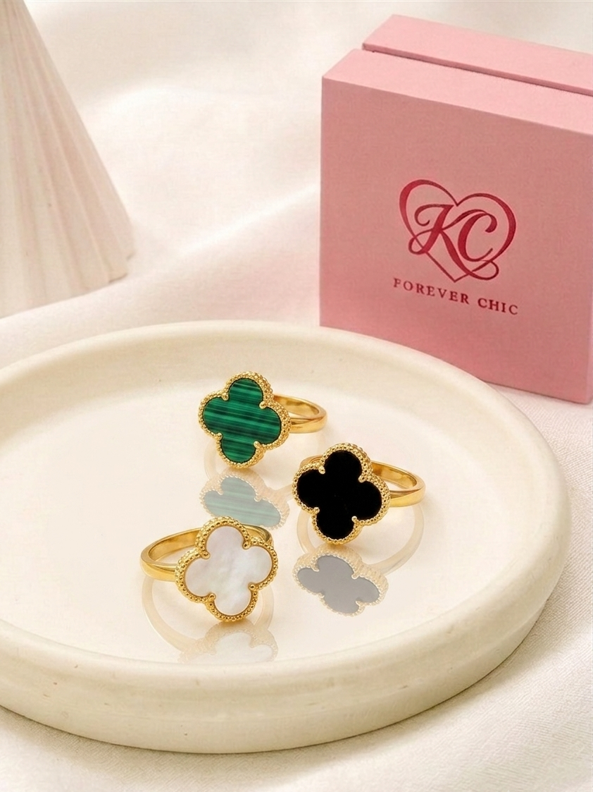 White Clover Motif Statement Ring