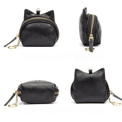Mini Leather Cat-Ear Coin Purse Keychain