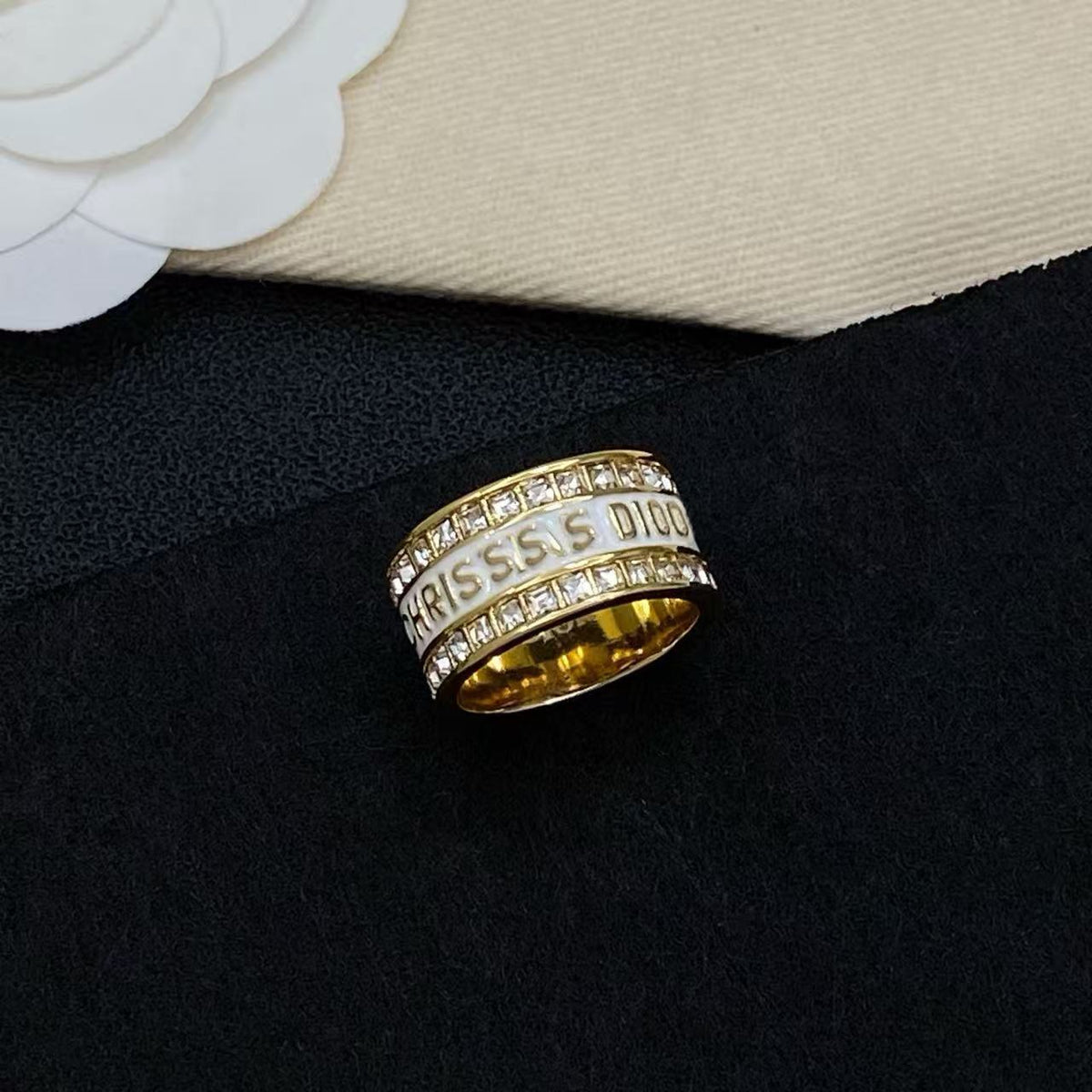 Enamel & CZ Band Ring