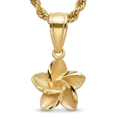 Gold Hawaiian Plumeria Flower Pendant Necklace