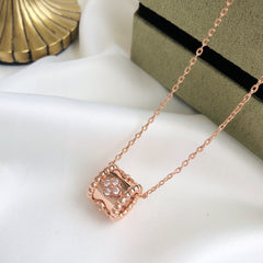 Pavé Clover Barrel Cylinder Pendant Necklace