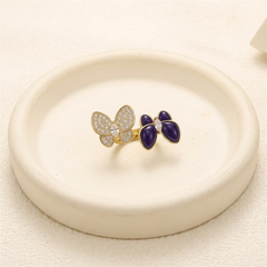 Dual Butterfly Lapis & Pavé Between-the-Finger Ring