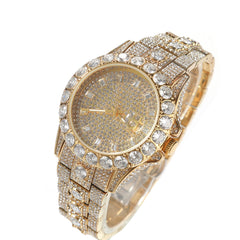 Gold Iced Out CZ Diamond Quartz Watch for Men