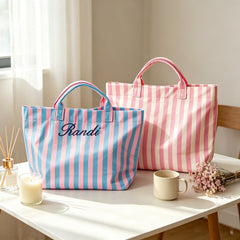 Custom Embroidered Waterproof Striped Tote Bag