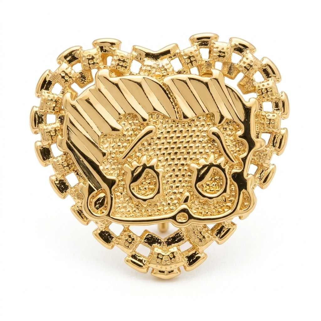 Gold Lattice Heart Character Ring