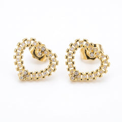 Gold Lattice Heart Stud Earrings