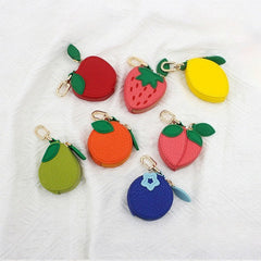 Fruit-Shaped Mini Coin Purse Keychain - Portable PU Leather Wallet & Bag Charm