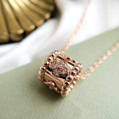 Pavé Clover Barrel Cylinder Pendant Necklace