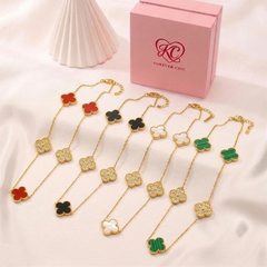 Double-Sided Multi-Motif Clover Station Necklace